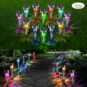 12 Pcs LED Stainless Steel Outdoor Garden Solar Lights