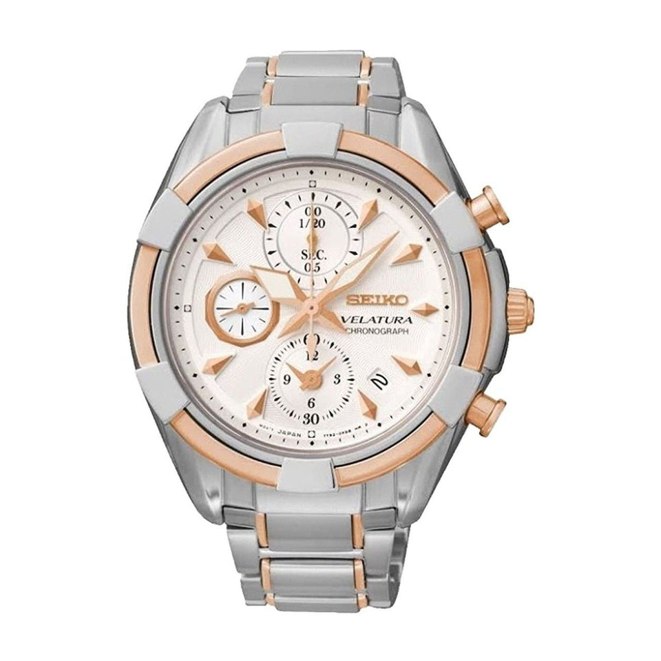 Seiko Velatura Two Tone Stainless Steel White Dial Women's Chronograph Watch