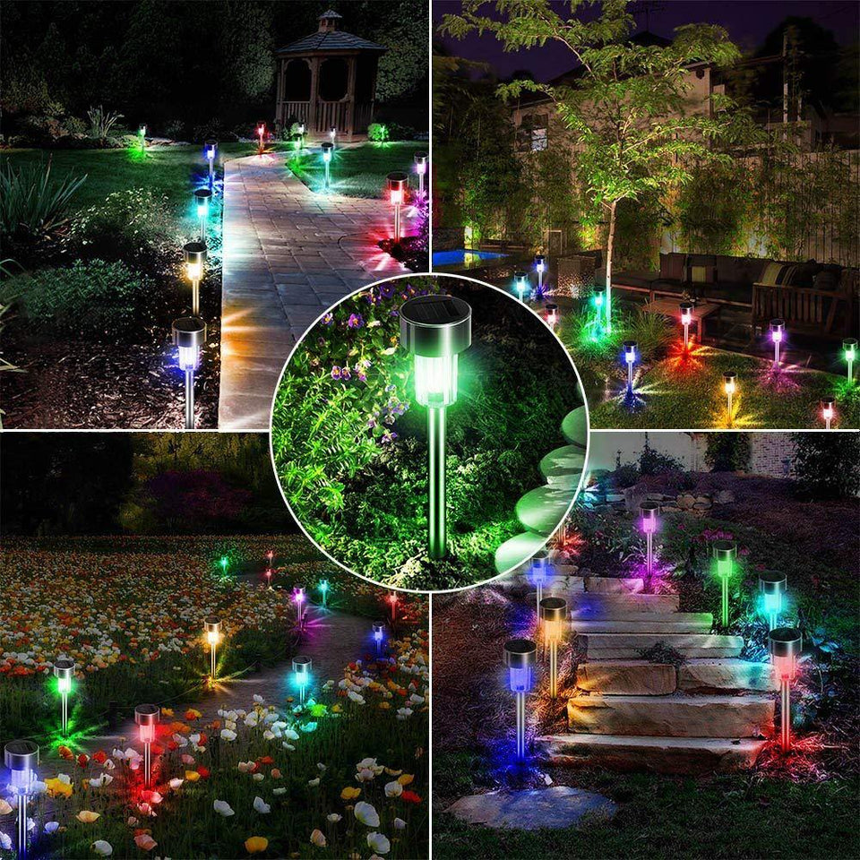 12 Pcs LED Stainless Steel Outdoor Garden Solar Lights