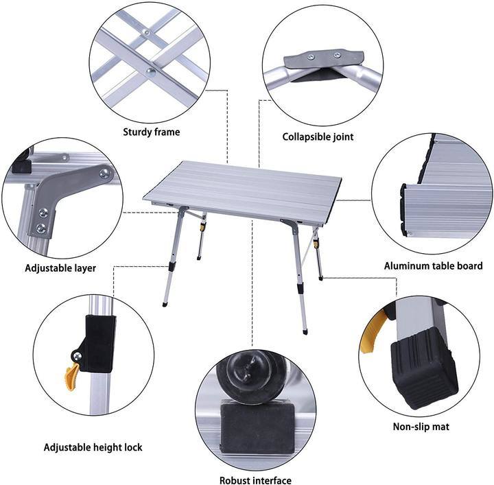 Portable Folding Aluminum Camping Picnic Table