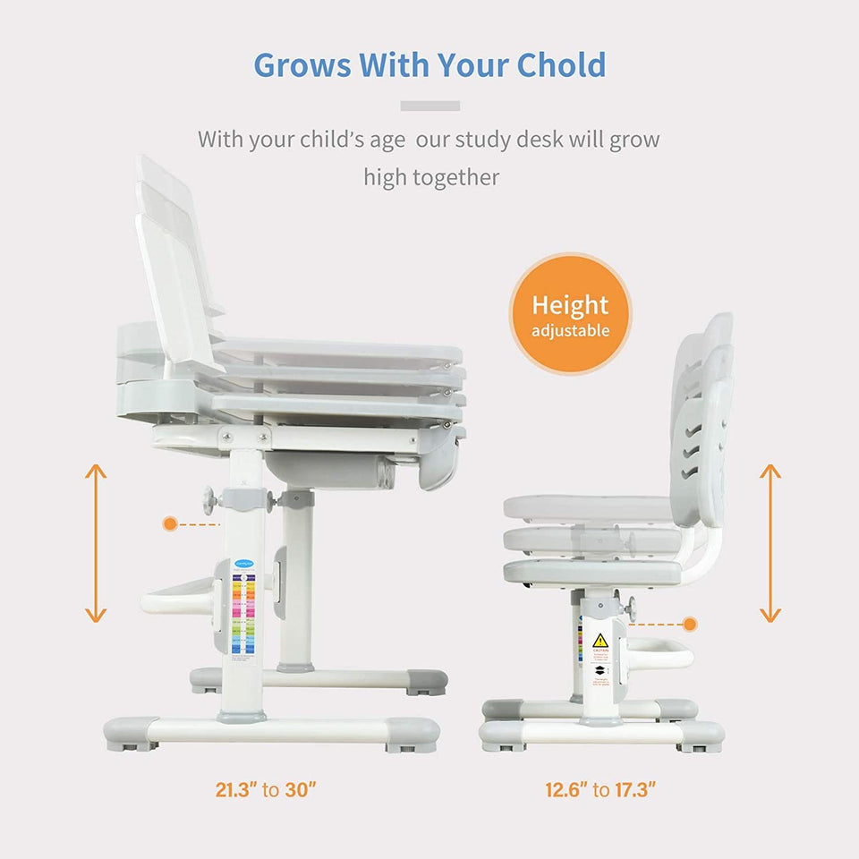 Kids Desk and Chair Set Height Adjustable