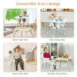 4 in 1 Baby Convertible Toddler Table Chair Set with PU Cushion