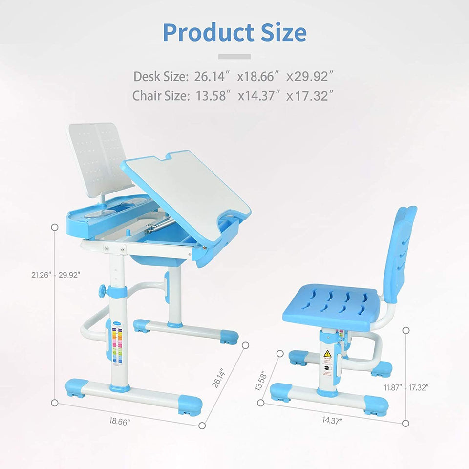 Kids Desk and Chair Set Height Adjustable