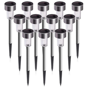 12 Pcs LED Stainless Steel Outdoor Garden Solar Lights