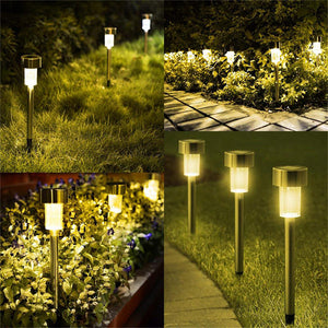 12 Pcs LED Stainless Steel Outdoor Garden Solar Lights