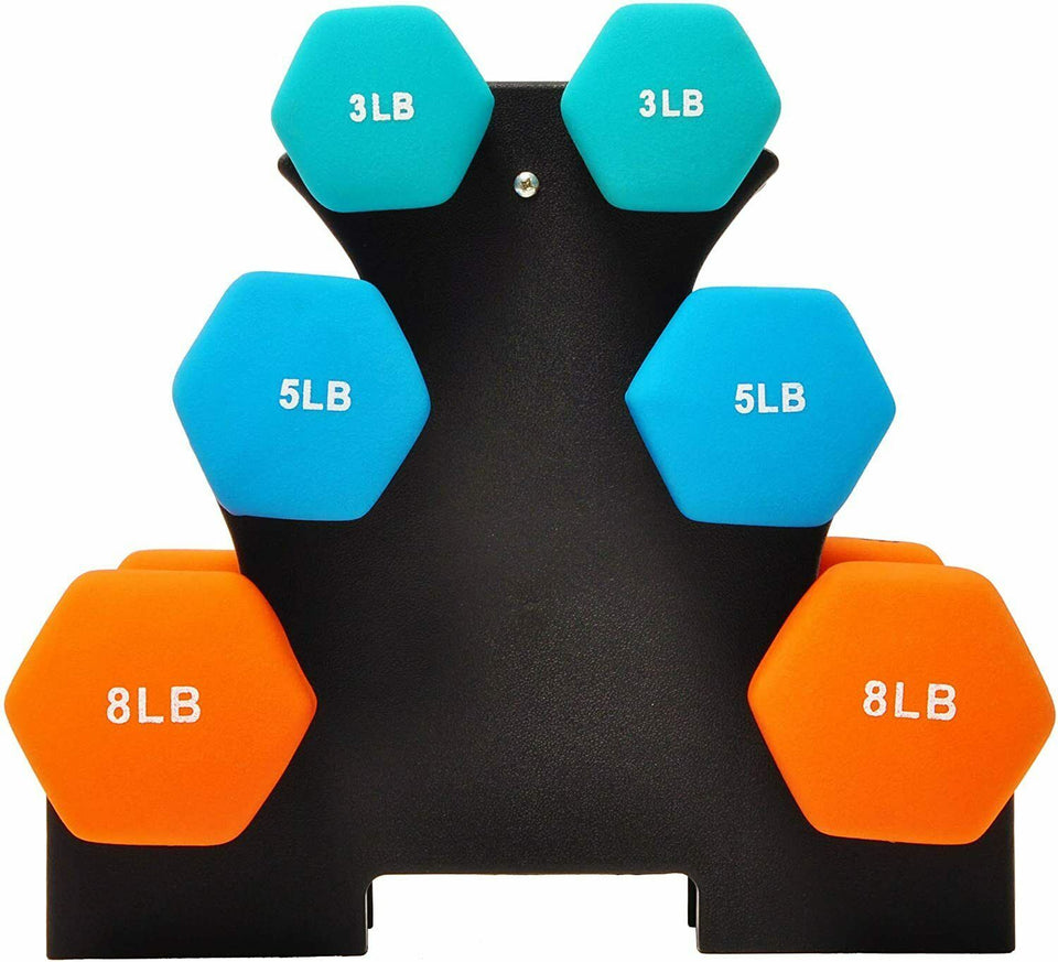 BalanceFrom Colored Neoprene Coated Dumbbell Set with Stand