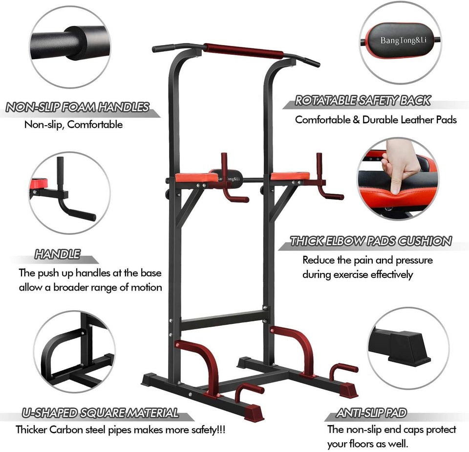 Workout Pull Up & Dip Station Adjustable Multi-Function Home Gym Fitness Equipment