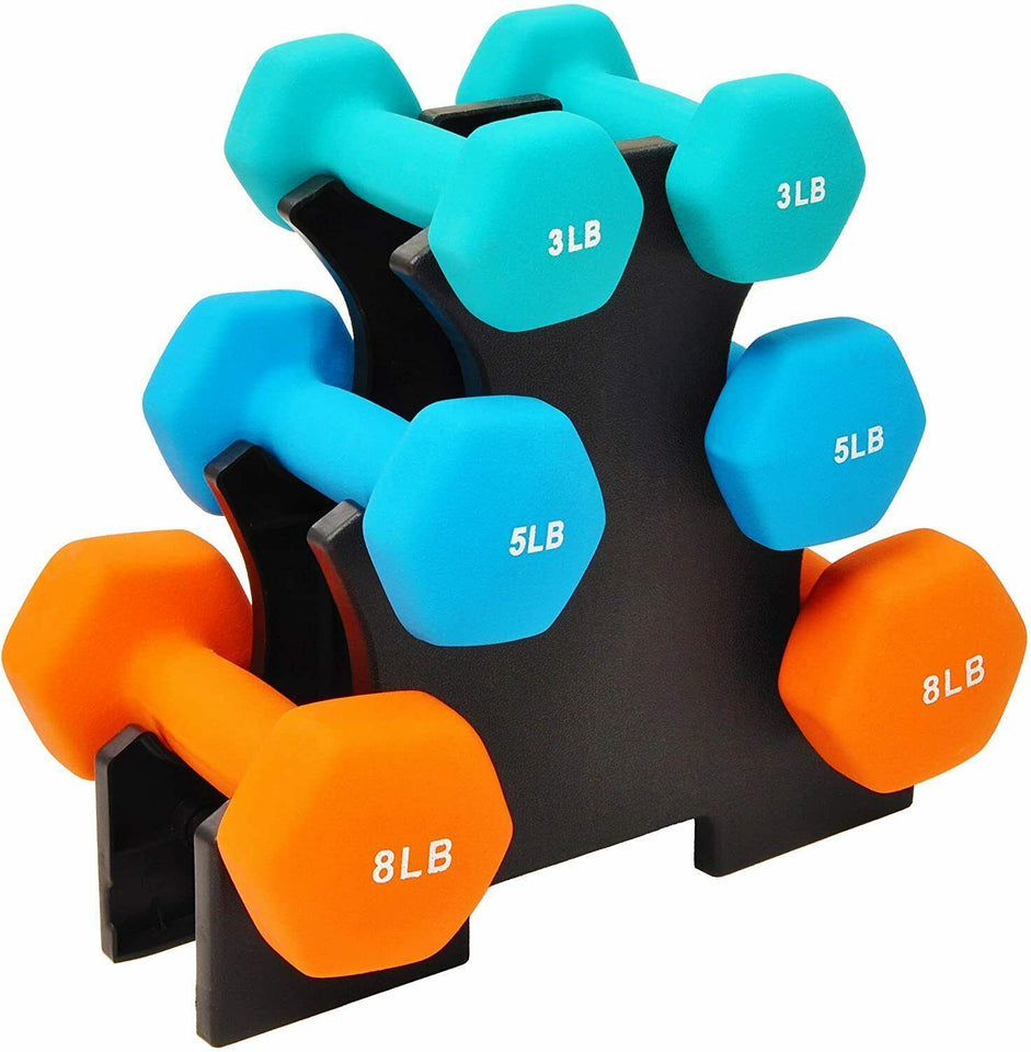 BalanceFrom Colored Neoprene Coated Dumbbell Set with Stand