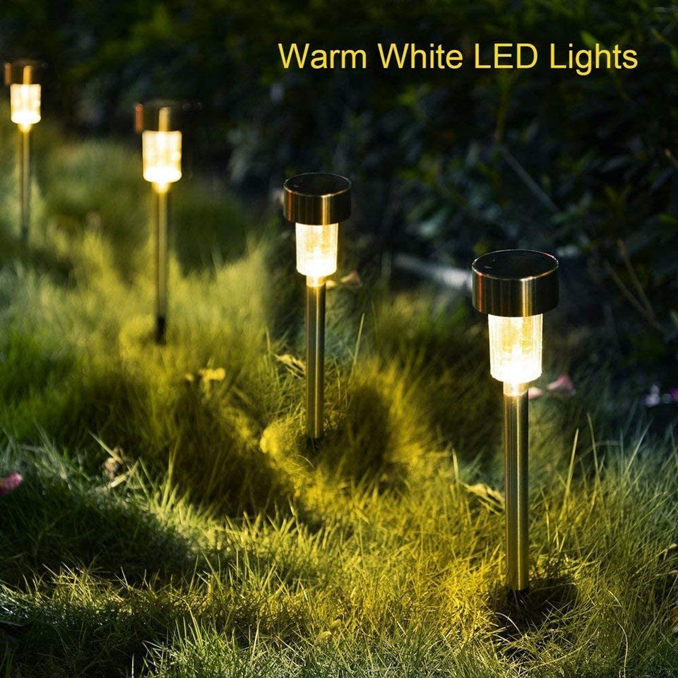 12 Pcs LED Stainless Steel Outdoor Garden Solar Lights