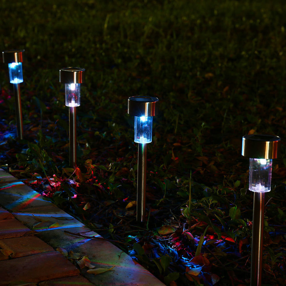 12 Pcs LED Stainless Steel Outdoor Garden Solar Lights