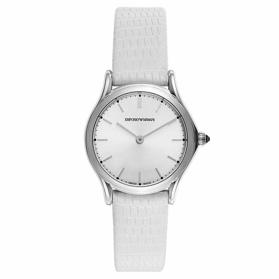 Emporio Armani ARS7004 Swiss Quartz Women's Classic White Leather Watch